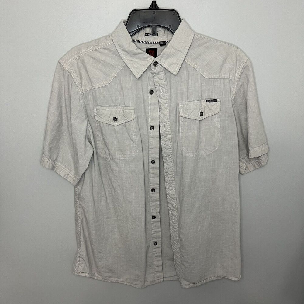 Ocean Current White Shirt Button Down Short Sleeve Mens Medium With Pockets NWOT